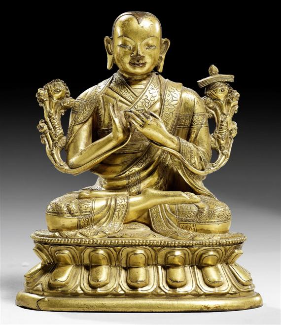 Appraisal: A GILT COPPER ALLOY FIGURE OF A HIGH RANKING MONK