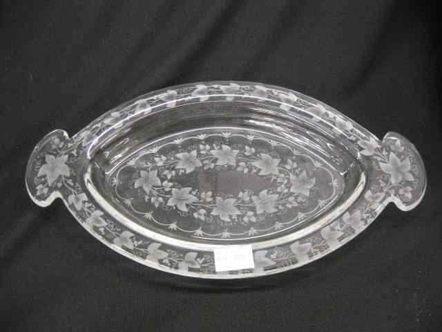 Appraisal: Sinclaire Engraved Glass Handled Tray ''Ivy''pattern '' x '' excellent