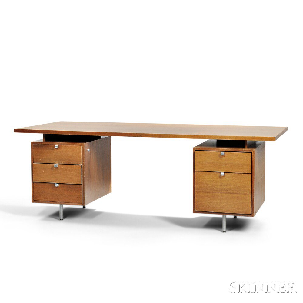 Appraisal: George Nelson for Herman Miller Executive Desk Walnut brushed steel