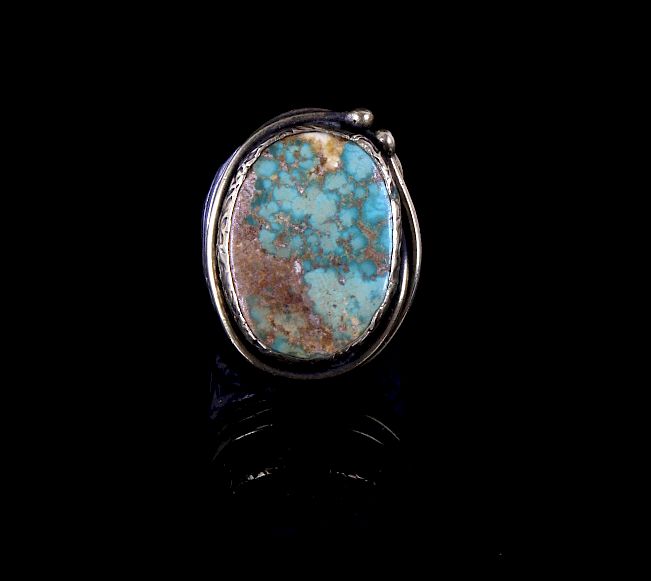 Appraisal: American Indian Sterling Silver Turquoise Ring Offered for your bidding