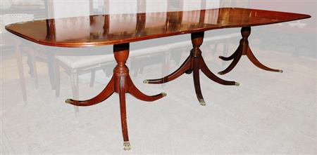 Appraisal: George III Style Mahogany Triple-Pedestal Dining Table Estimate -