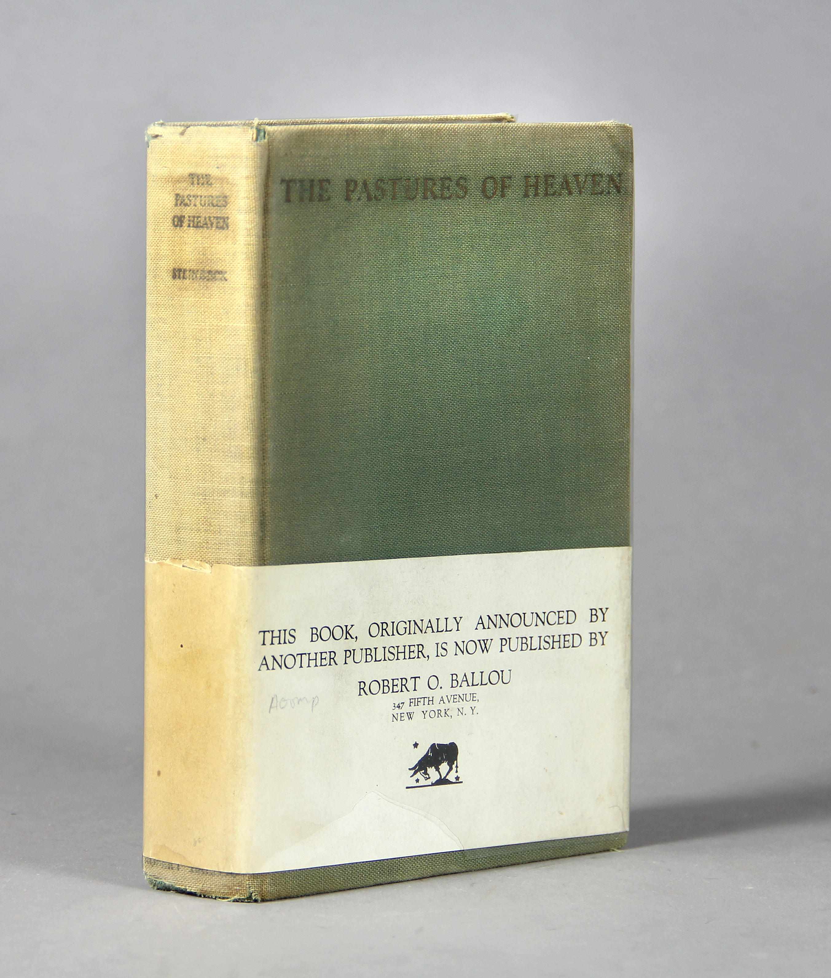 Appraisal: STEINBECK JOHN - The Pastures of Heaven New York Robert