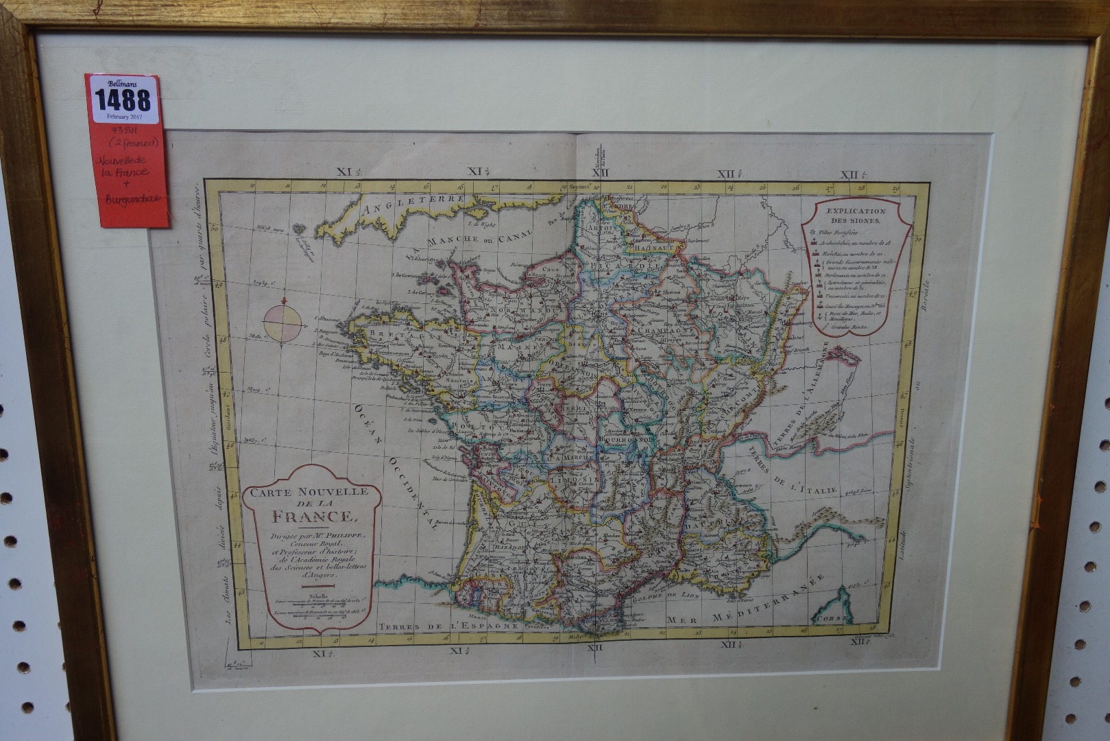 Appraisal: M PHILIPPE - Carte Nouvelle de la France x cms