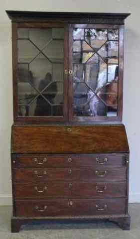 Appraisal: th Cent Mahogany Chippendale Style Secretary Bookcase Nice patina possibly