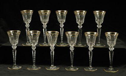 Appraisal: Set of Fifty-Five St Louis Gilt and Cut Wine Glasses