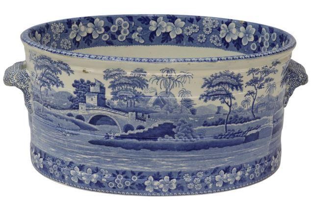 Appraisal: English Staffordshire blue and white ironstone footbath Copeland Garrett Late