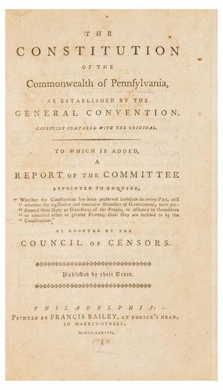 Appraisal: PENNSYLVANIA Constitution of The Constitution of the Commonwealth of Pennsylvania