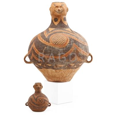 Appraisal: CHINESE NEOLITHIC POTTERY MAJIAYAO EFFIGY JARS Condition Report