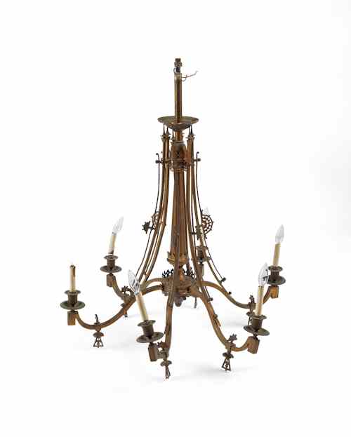 Appraisal: Brass six arm chandelier late th c h w