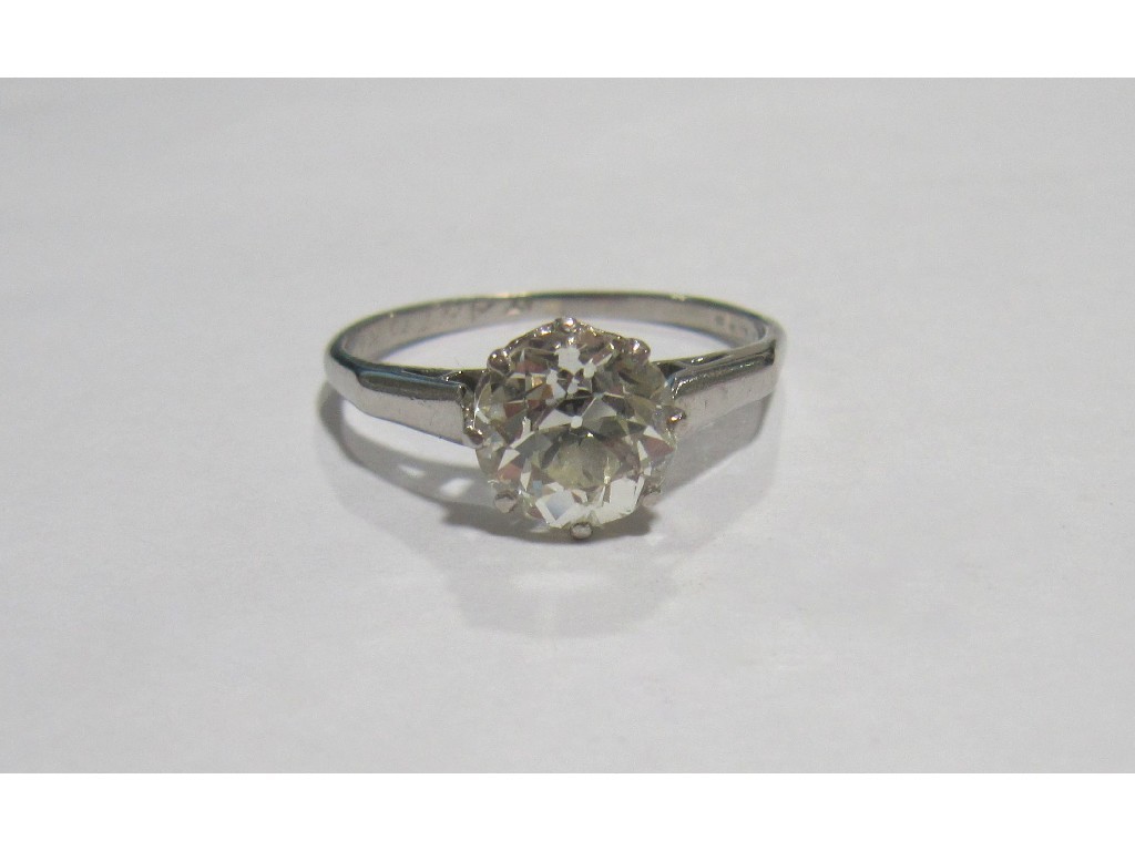 Appraisal: Platinum diamond solitaire ring with old brilliant cut diamond measuring