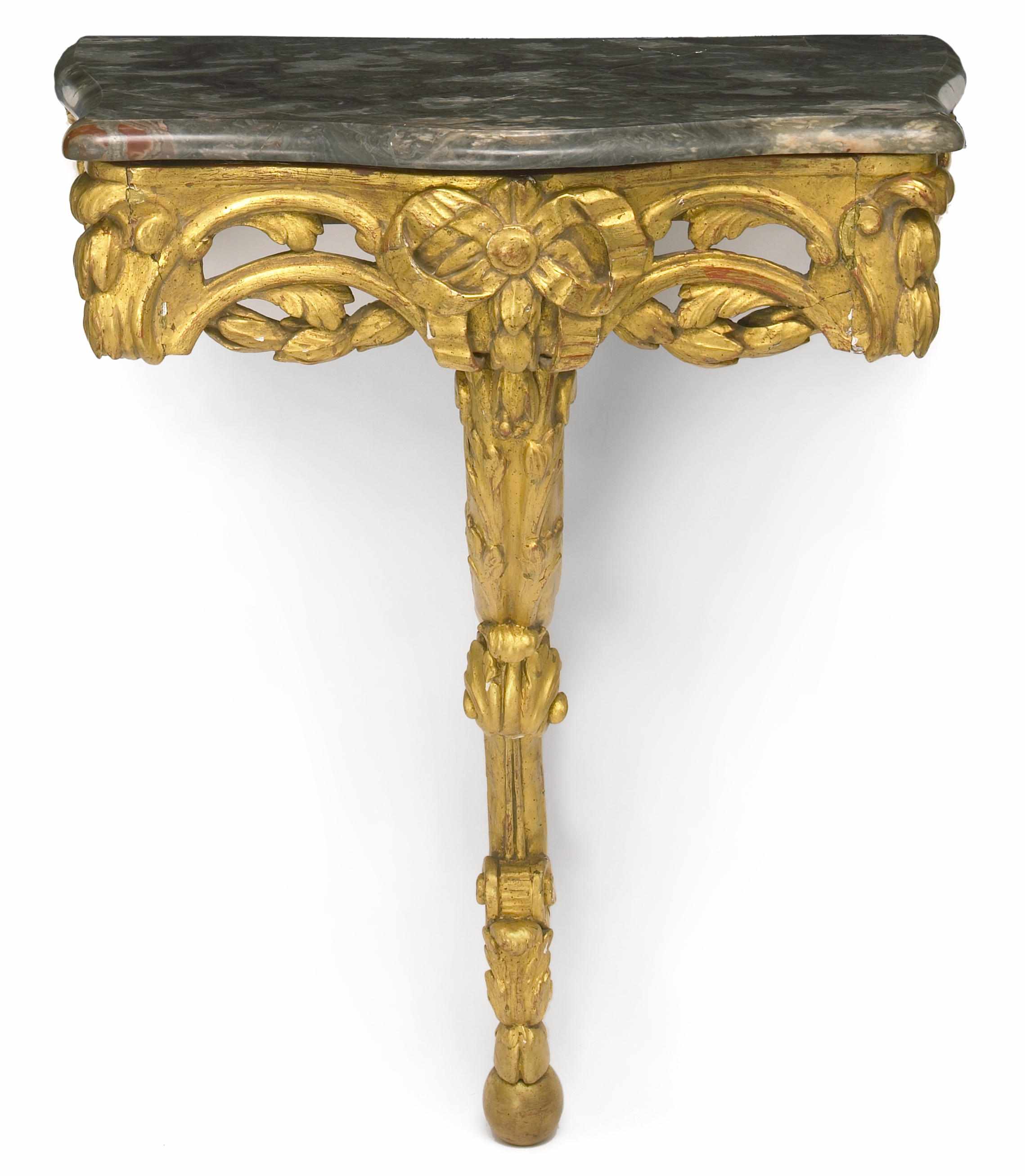 Appraisal: A Louis XVI carved giltwood console fourth quarter th centuryheight