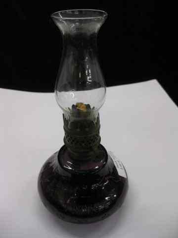 Appraisal: Victorian Miniature Oil Lamp ''Twinkle''cut glass reservior in deep amethyst