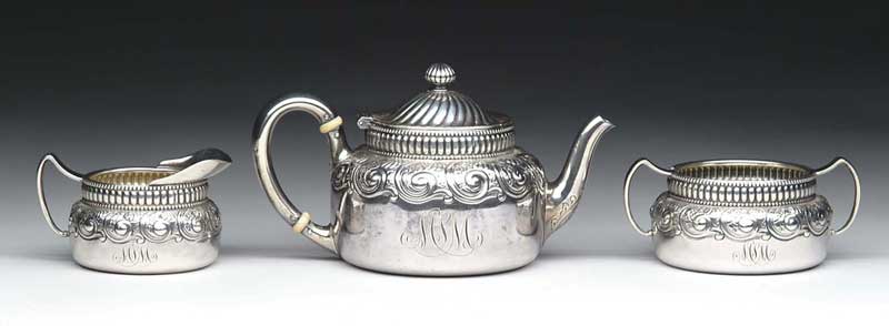 Appraisal: THREE PIECE STERLING TEA SET BY GORHAM Set consists of