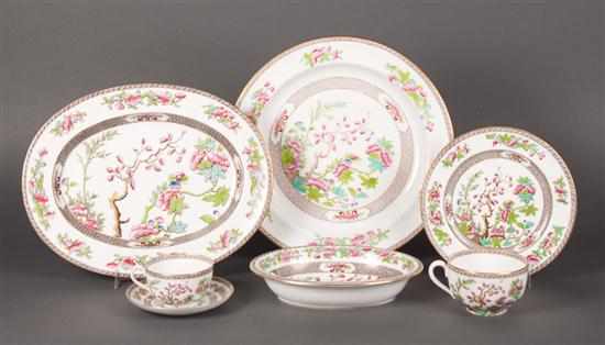 Appraisal: Staffordshire style transfer decorated china assembled -piece partial dinner service