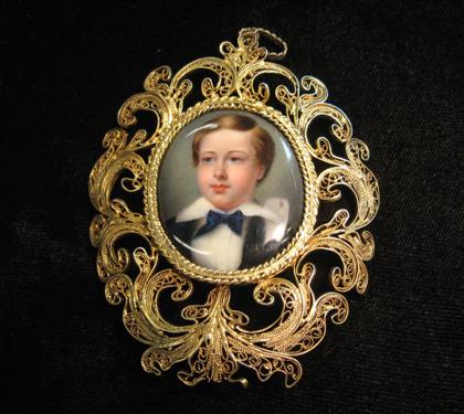 Appraisal: Miniature portrait on porcelain plaque Portrait miniature of a yound