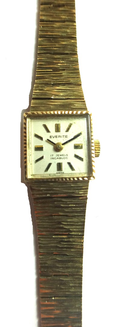 Appraisal: A lady's ct gold Everite bracelet wristwatch the singed square