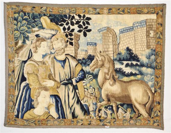 Appraisal: A TAPESTRY FRAGMENT France end of the th c Depicting