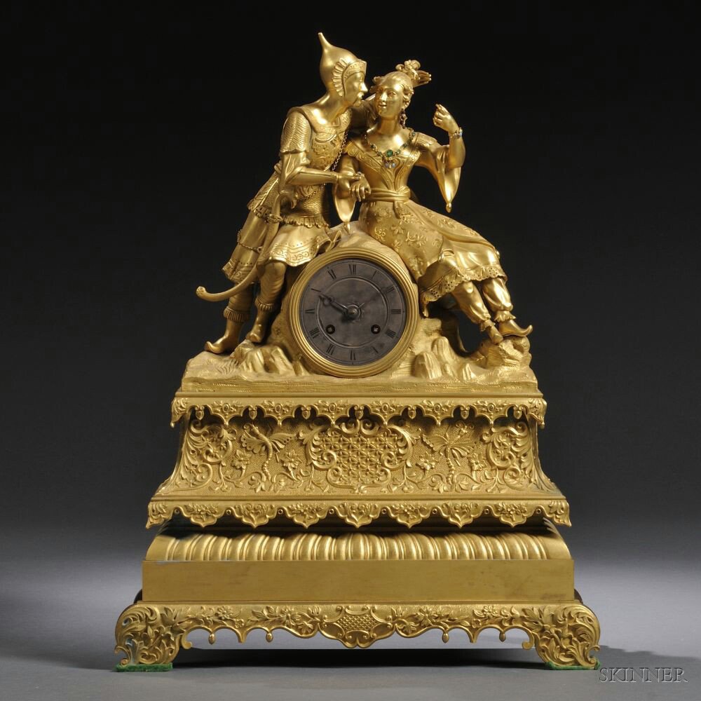 Appraisal: French Orientalist Dore Bronze Mantel Clock second half th century