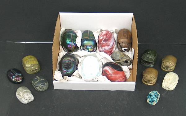 Appraisal: A collection of seventeen scarabs th century Of various medium