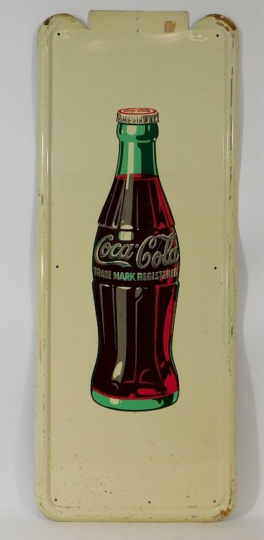 Appraisal: Coca-Cola Advertising Pillar Tin Sign United States Vertical sign with