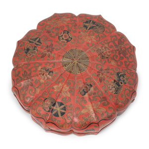 Appraisal: A Chinese Export Lacquer Sweetmeat Box th Century Height x