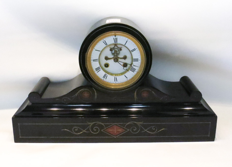 Appraisal: FRENCH MARBLE MANTEL CLOCK BY S MARTI the spring wound