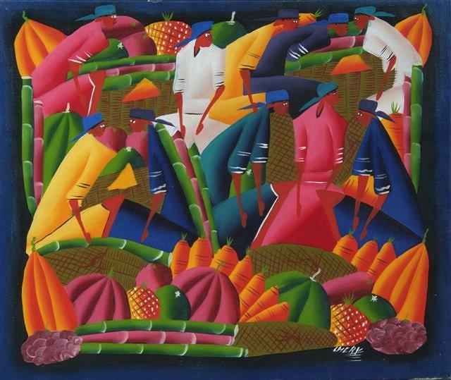 Appraisal: CHERY CONTEMPORARY HAITIAN SCHOOL - Sugar cane cutters signed acrylics