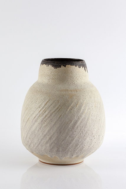 Appraisal: Chris Carter British b Vesselbubbled glaze and dripped manganese rimimpressed