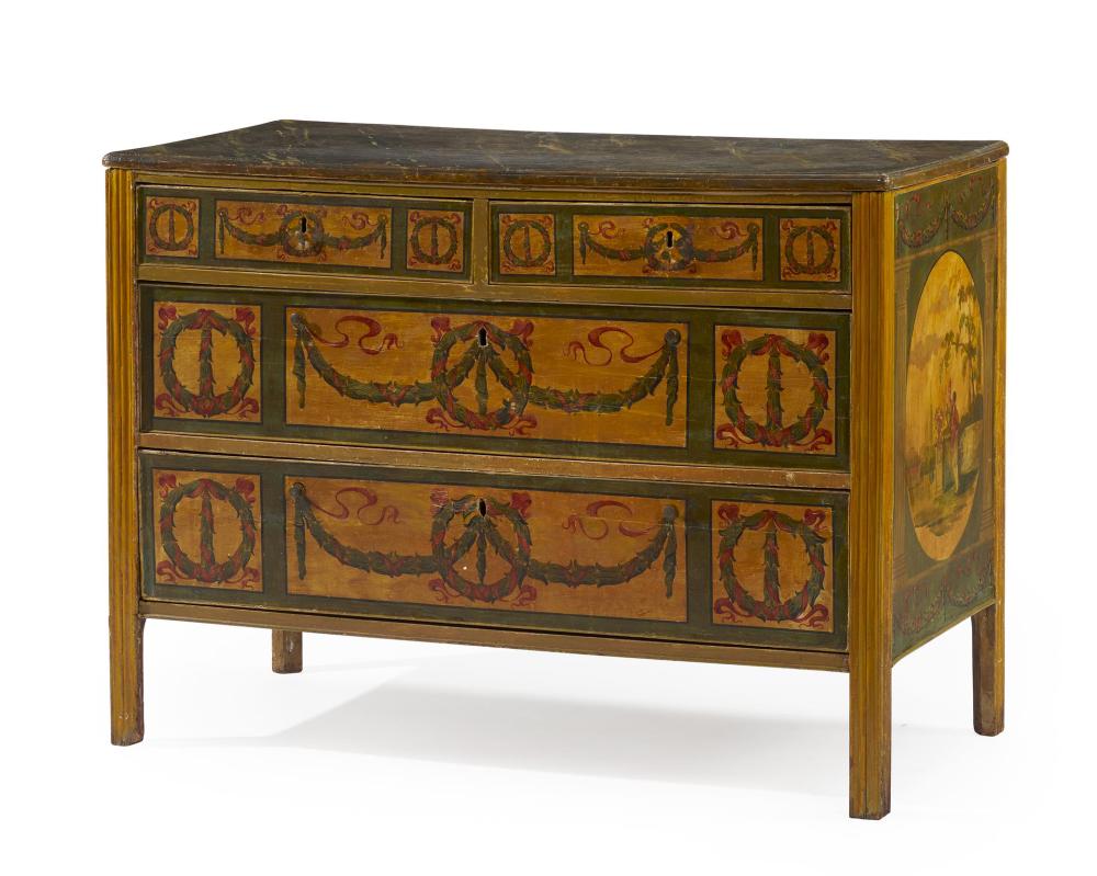 Appraisal: An Italian hand-painted commode th Century The commode with rectangular