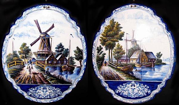 Appraisal: A pair of Continental wall plaques height in