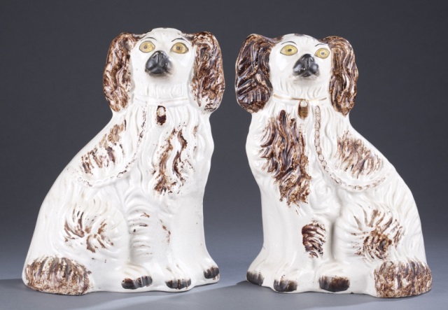 Appraisal: Pair of English Staffordshire Spaniels Made in England sticker on