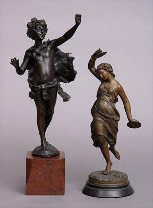 Appraisal: F IFFLAND BACCHUS AND MARCHAULT DANCER Two bronzes each with