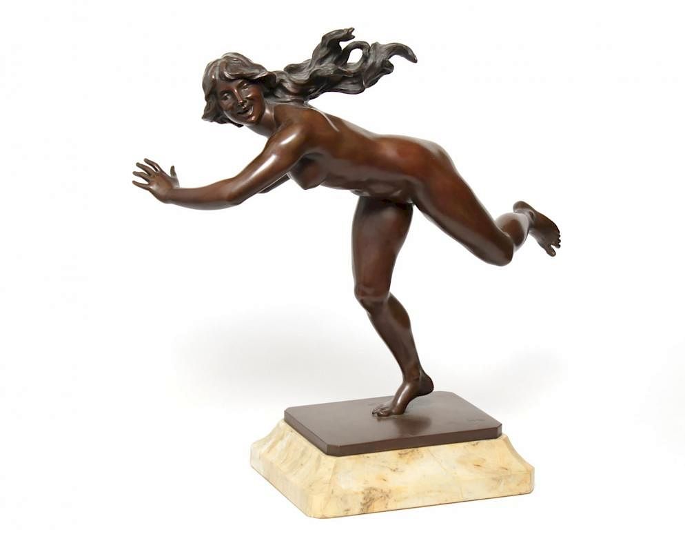 Appraisal: Continental Bronze Sculpture Nude Woman th C Large Continental probably