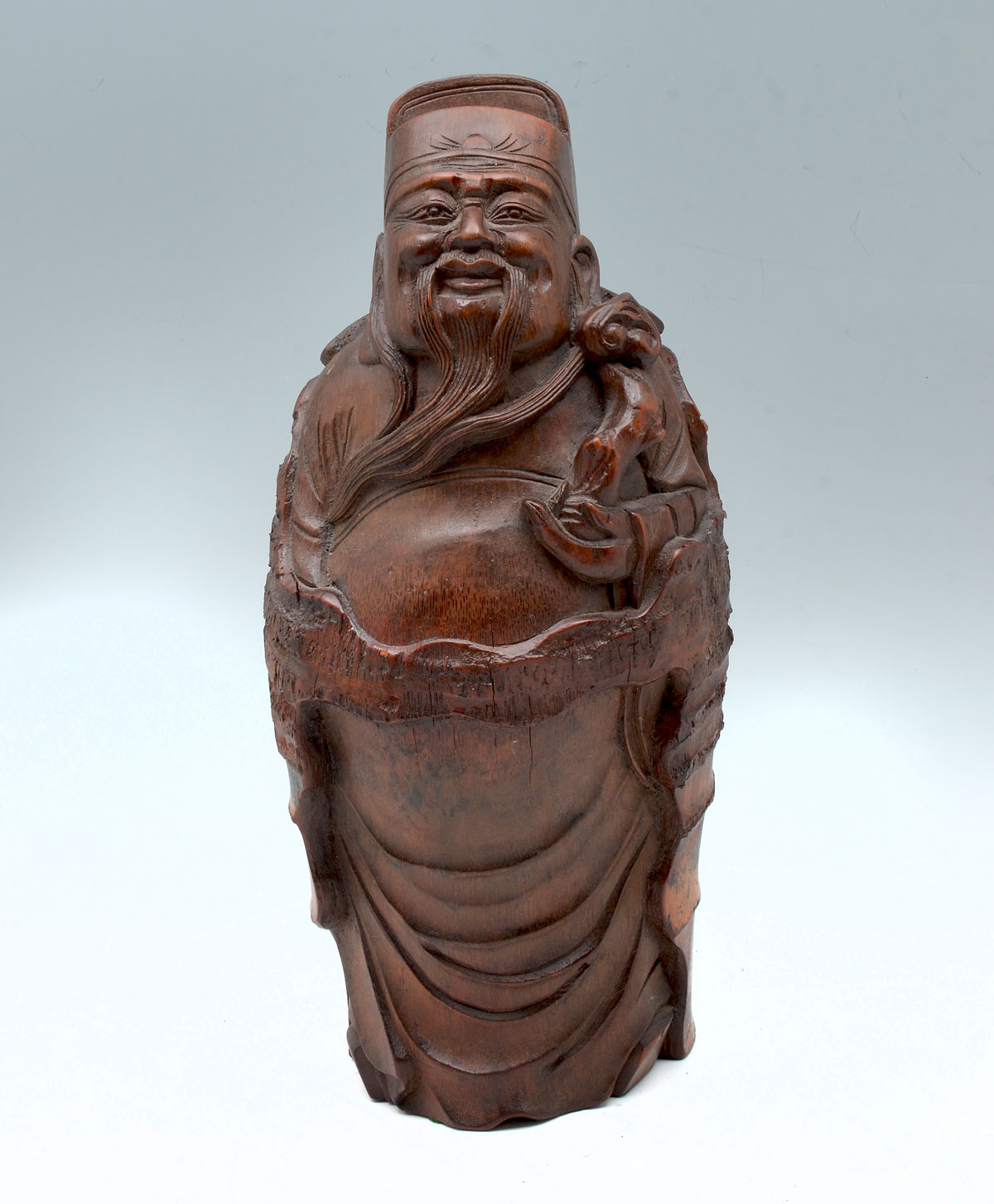 Appraisal: BAMBOO CHINESE EMPEROR Carved Chinese bamboo in the form of