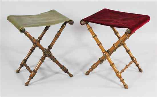 Appraisal: Two Regency folding campaign stools rosewood and fruit wood with