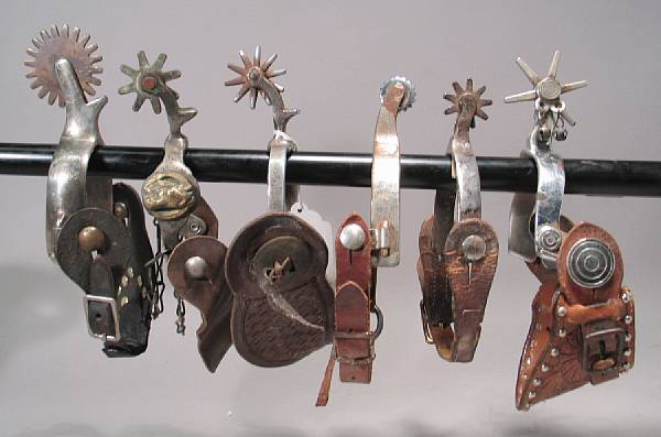 Appraisal: A lot of seven pairs of vintage working spurs Including