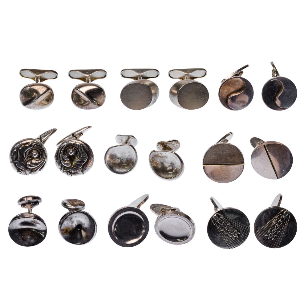 Appraisal: GEORG JENSEN STERLING SILVER CUFFLINK SETS sets including modern disc