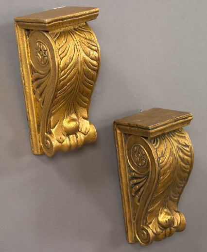 Appraisal: Pair of Continental Carved Giltwood Bracket Shelves in the neoclassical