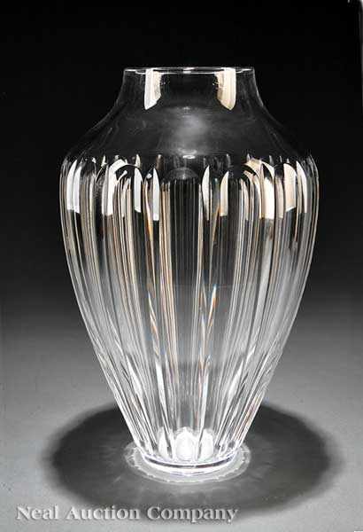 Appraisal: A Large Baluster-Form Cut Glass Vase th c height in