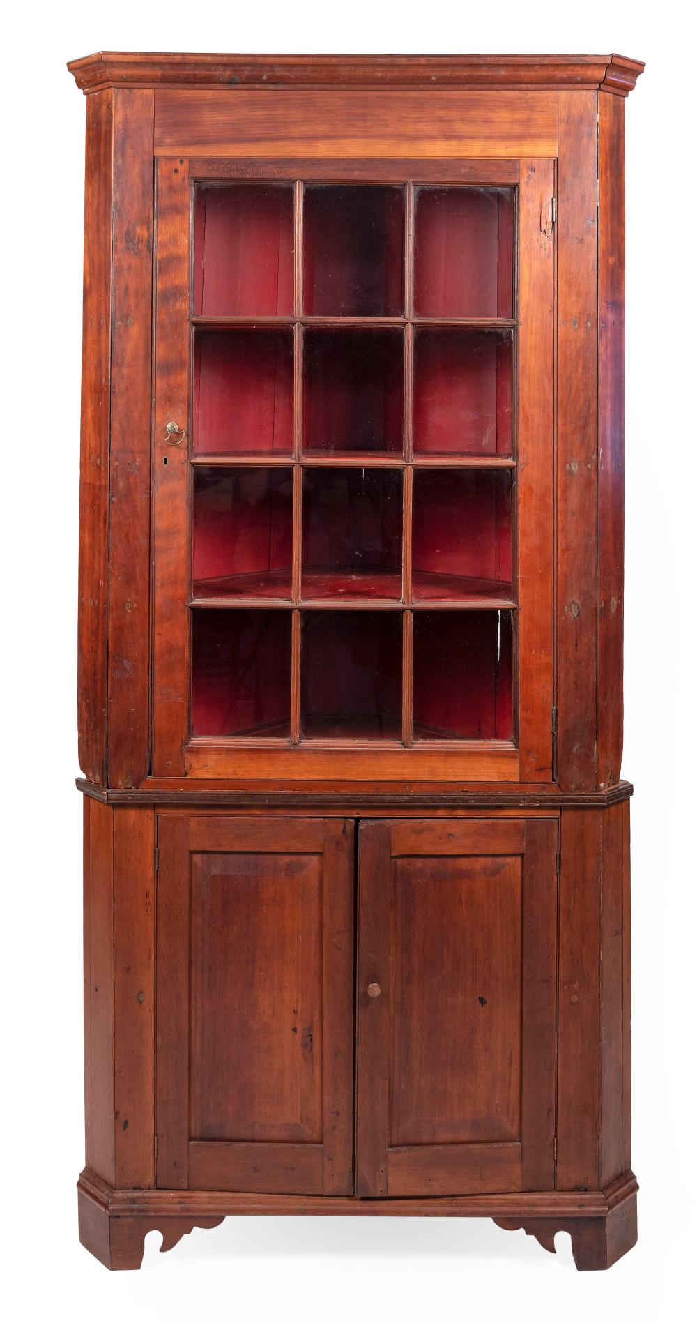 Appraisal: TWO-PART CORNER CUPBOARD TH CENTURY HEIGHT WIDTH TAKES A CORNER