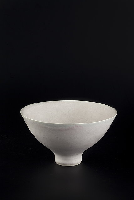 Appraisal: Lucie Rie - Footed bowlpale pink and white glazeimpressed potter's