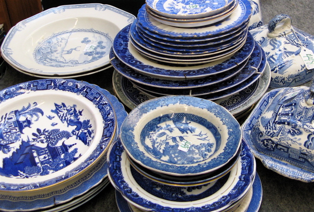 Appraisal: BLUE WILLOWARE PORCELAINS - pieces mostly English including all sizes