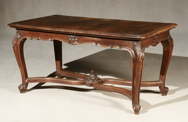 Appraisal: Louis XV Style Walnut Library Table th Century Top with