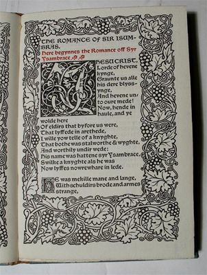 Appraisal: Kelmscott Press The Romance of Syr Ysambrace one of copies