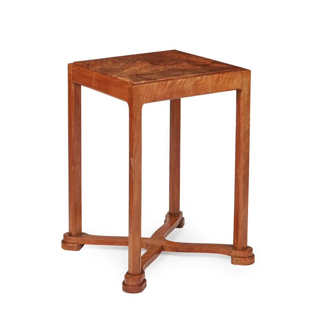 Appraisal: STANLEY WEBB DAVIES BRITISH SIDE TABLE walnut with glass top