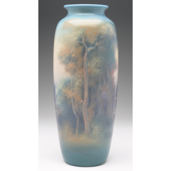 Appraisal: Exceptional Rookwood vase Vellum glaze with a beautifully painted landscape