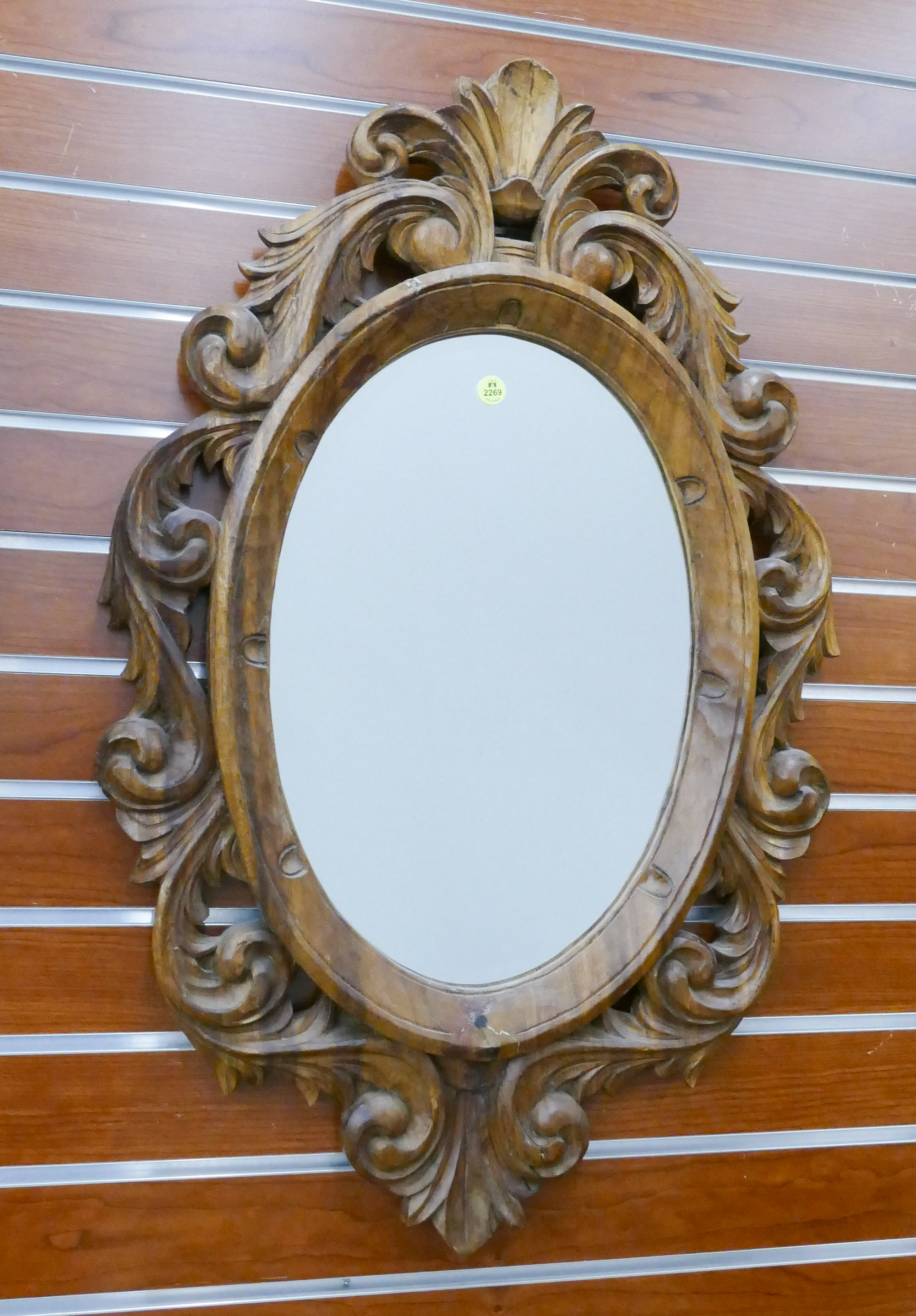 Appraisal: Old Italian Ornately Carved Oval Mirror- x ''