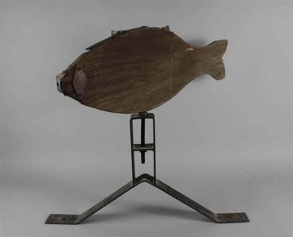 Appraisal: FISH WEATHERVANE wood silhouette with applied iron fins and mouth