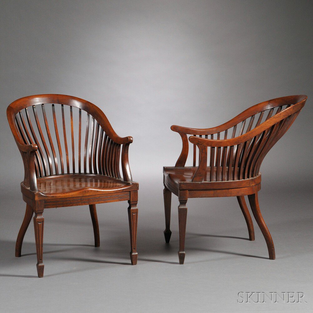 Appraisal: Two Regency Mahogany Armchairs England early th century each with