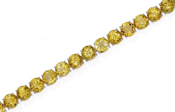 Appraisal: CITRINE BRACELET White gold Decorative Rivi re bracelet of round